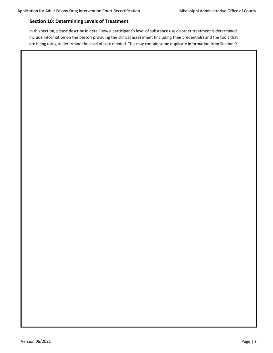 Application for Adult Felony Drug Intervention Court Recertification - Mississippi, Page 7
