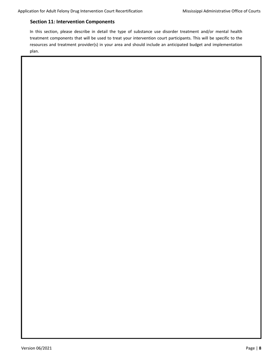 Application for Adult Felony Drug Intervention Court Recertification - Mississippi, Page 8
