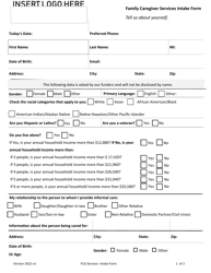 &quot;Family Caregiver Services Intake Form&quot; - Iowa