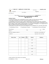 Form CC-GN-001 &quot;Petition for Guardianship of Minor&quot; - Maryland