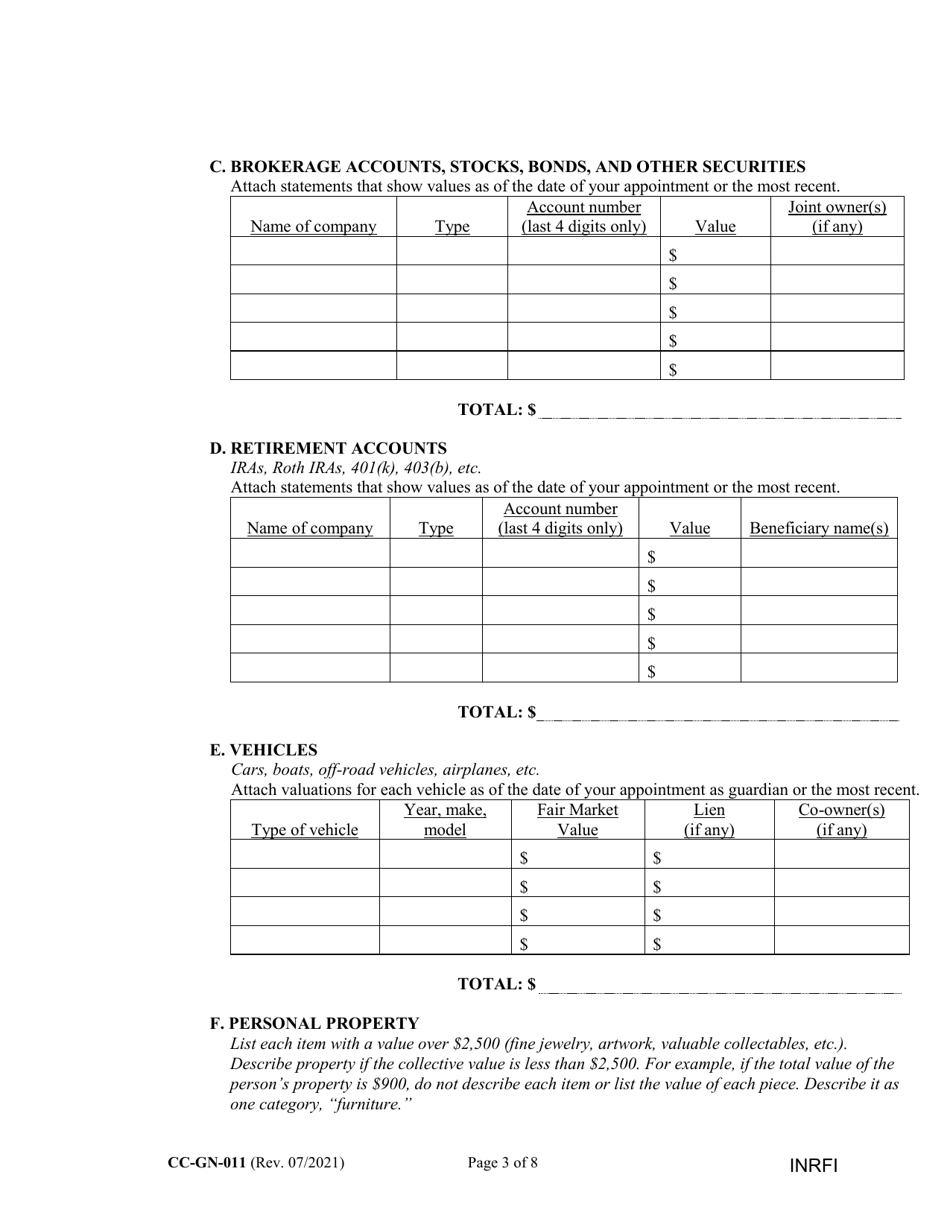 Form CC-GN-011 Inventory and Information Report - Maryland, Page 3