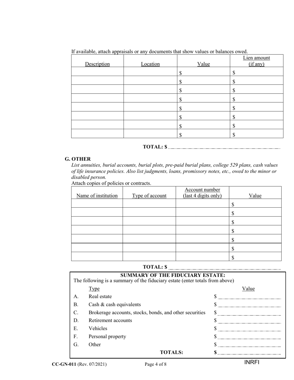 Form CC-GN-011 Inventory and Information Report - Maryland, Page 4