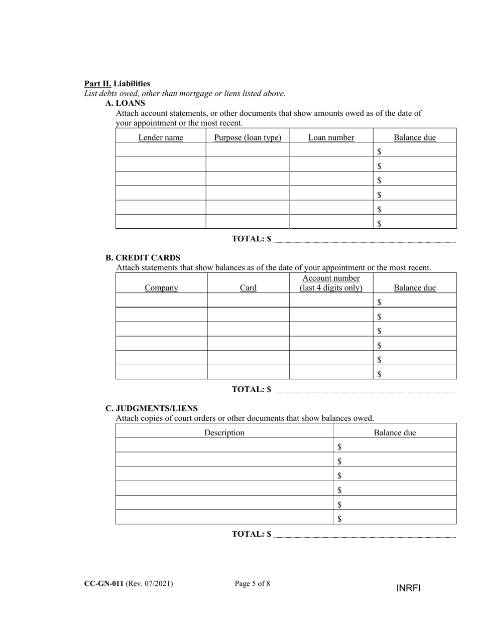 Form CC-GN-011 Inventory and Information Report - Maryland, Page 5