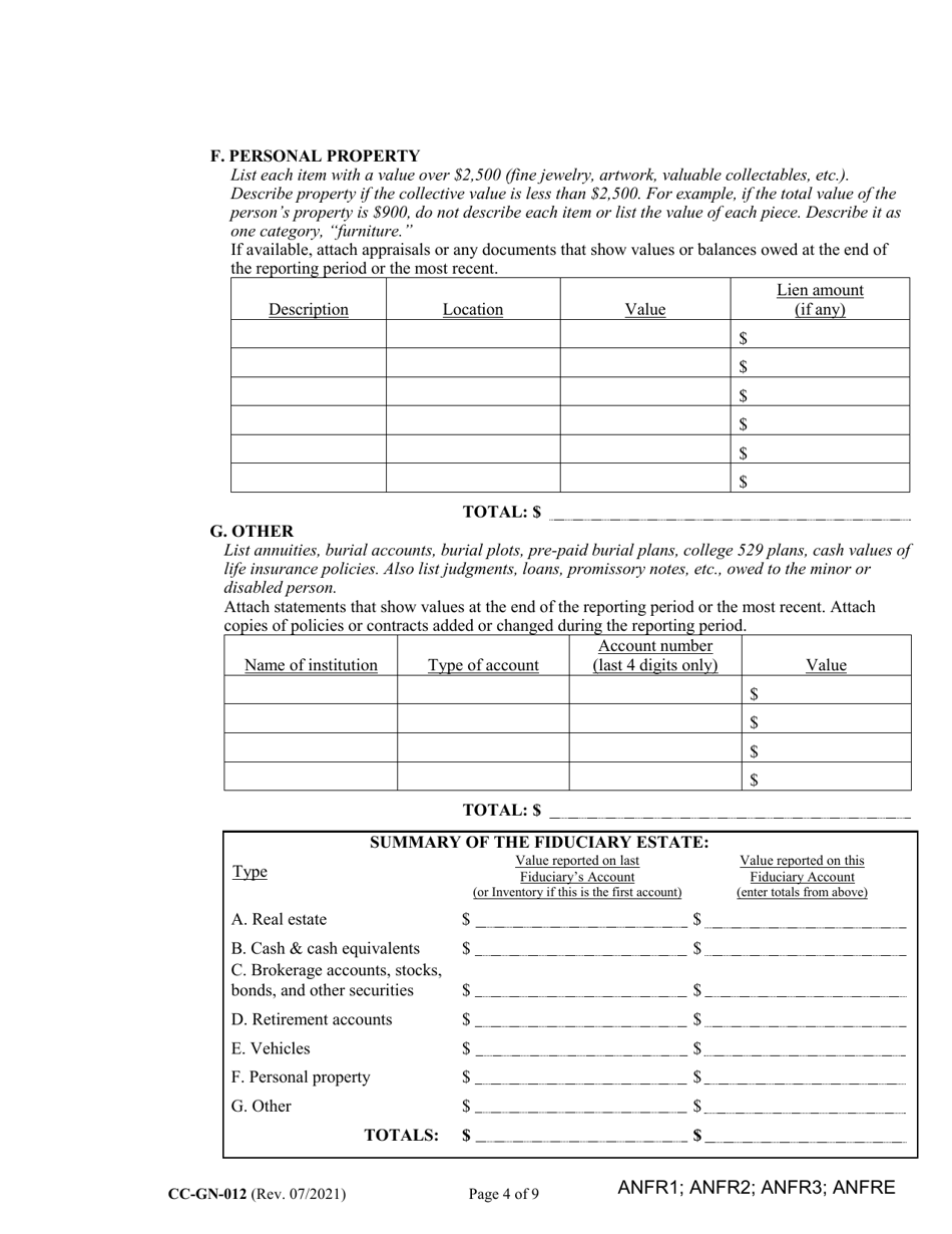 Form CC-GN-012 Fiduciarys Account - Maryland, Page 4