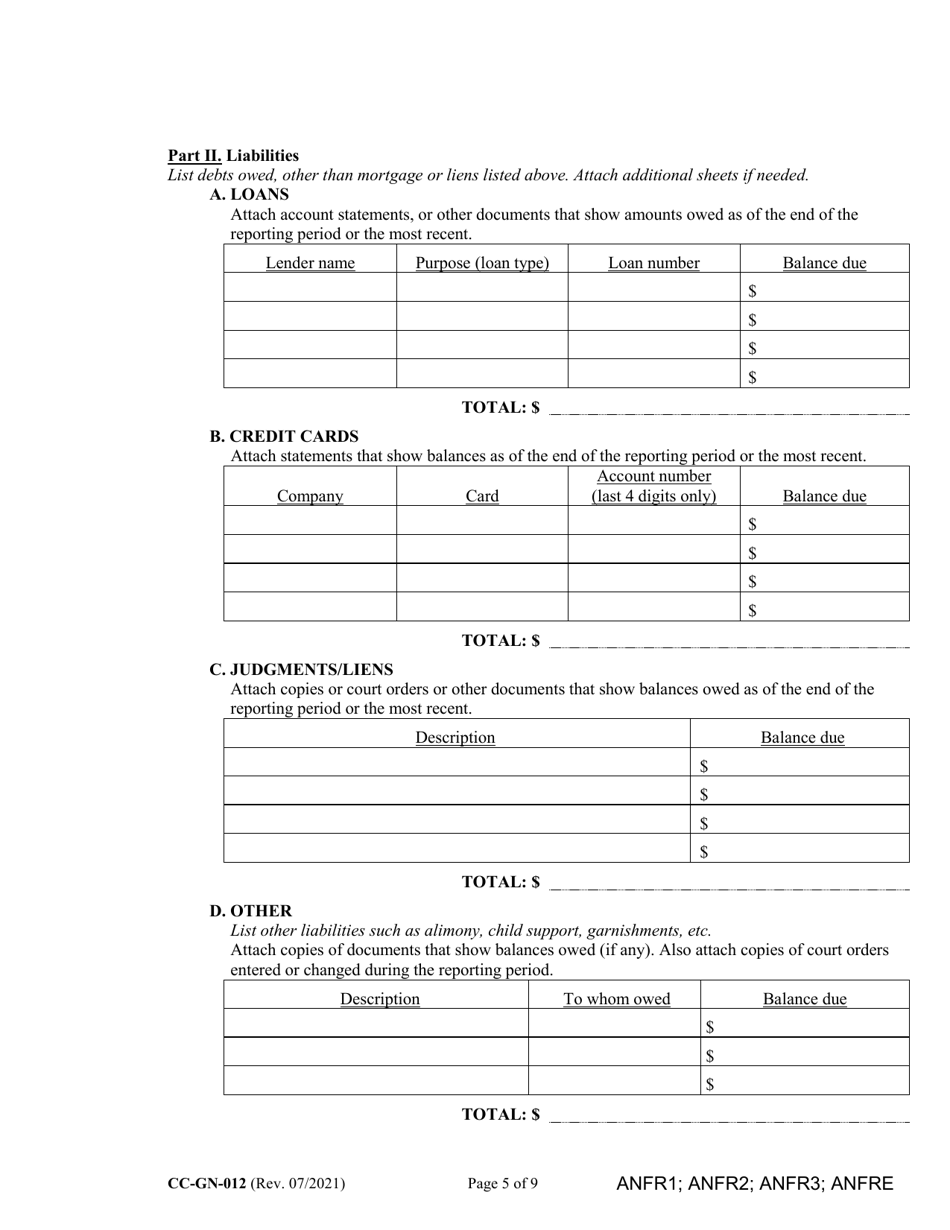 Form CC-GN-012 Fiduciarys Account - Maryland, Page 5