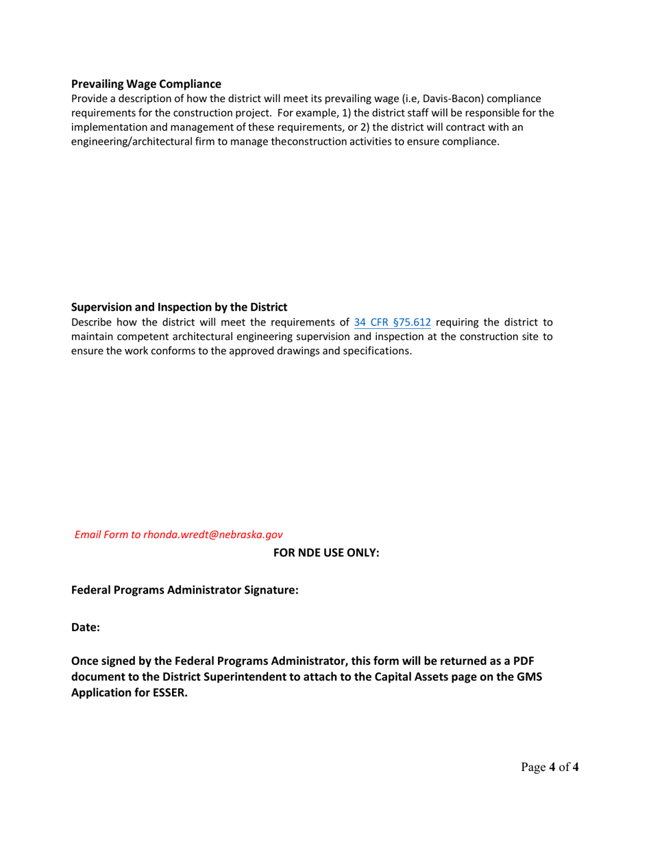 Approval Request Form for Construction Project - Nebraska, Page 4