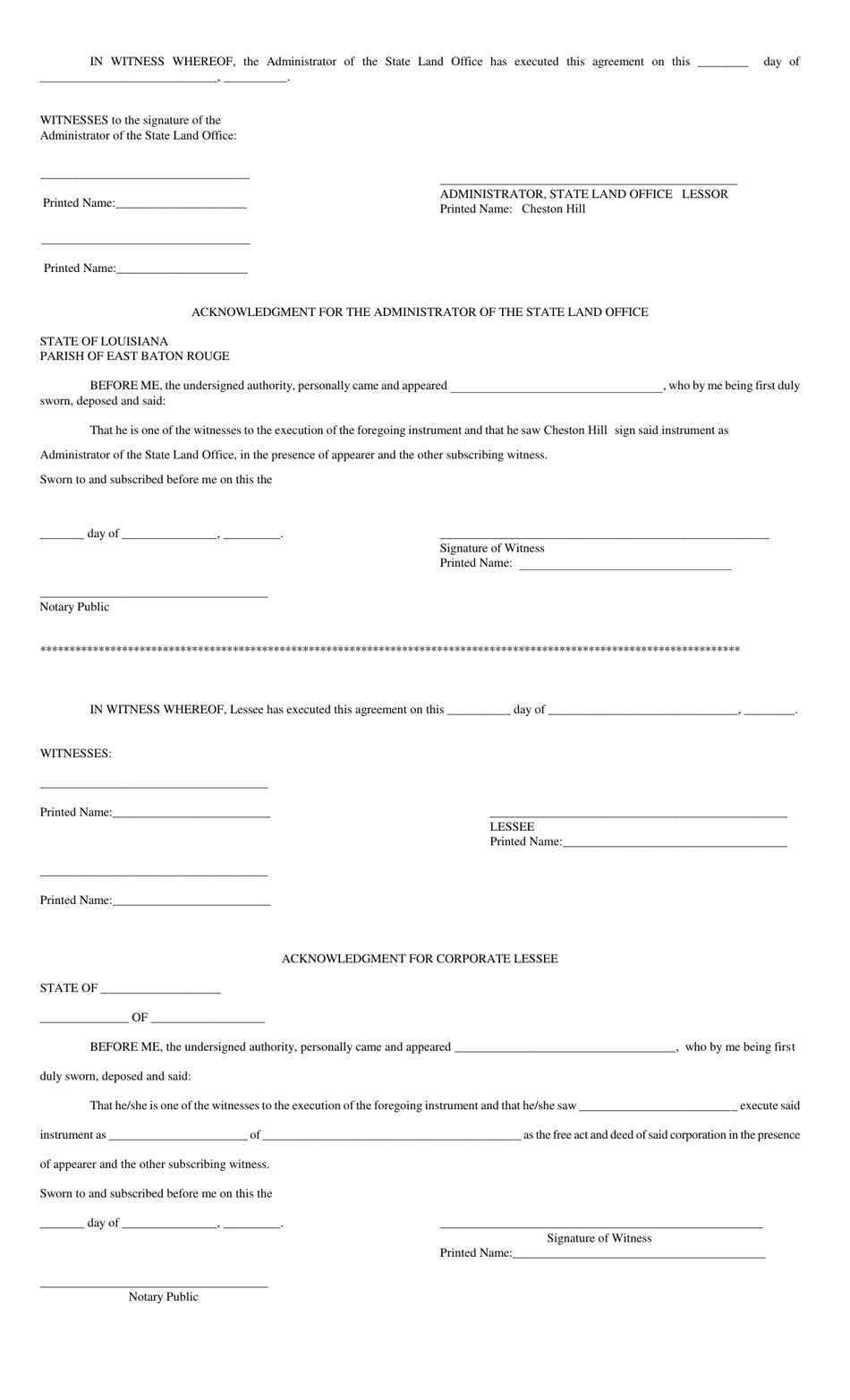 Louisiana Surface Lease With Subsurface Agreement - Fill Out, Sign ...