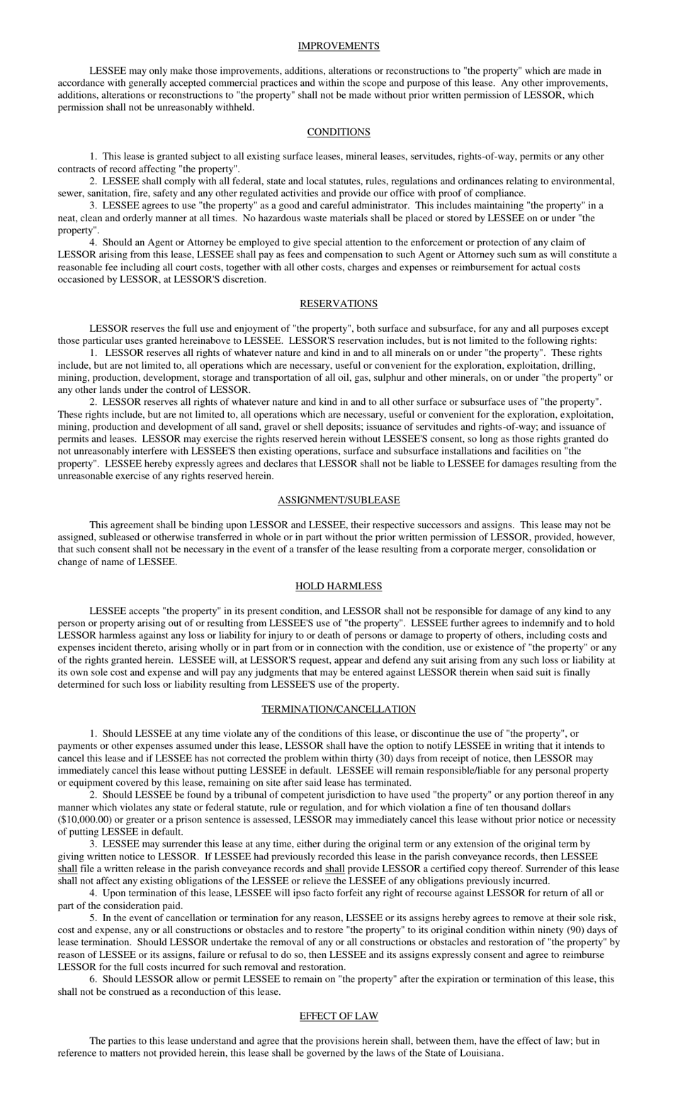 Renewal of Surface Lease - Louisiana, Page 2