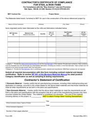 Form 406 Contractor&#039;s Certificate of Compliance for Steel &amp; Iron Items - Montana, Page 2