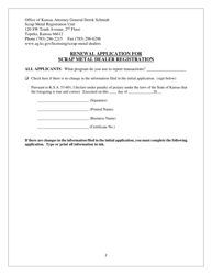 Scrap Metal Dealer Renewal Application - Kansas, Page 2