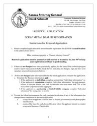 Document preview: Scrap Metal Dealer Renewal Application - Kansas