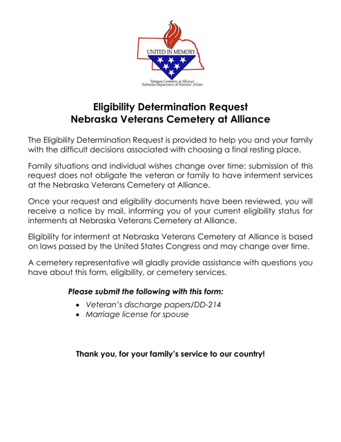 Form NVCA EDR Eligibility Determination Request - Nebraska