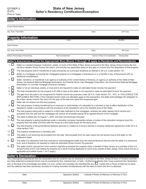 Form GIT/REP-3  Printable Pdf