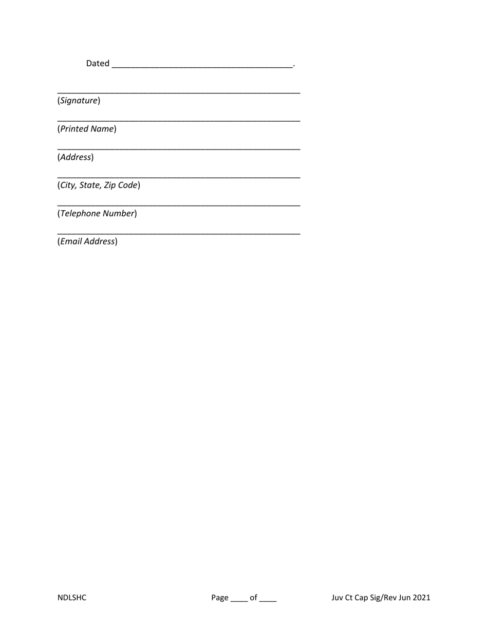 Caption and Signature Form - North Dakota, Page 2
