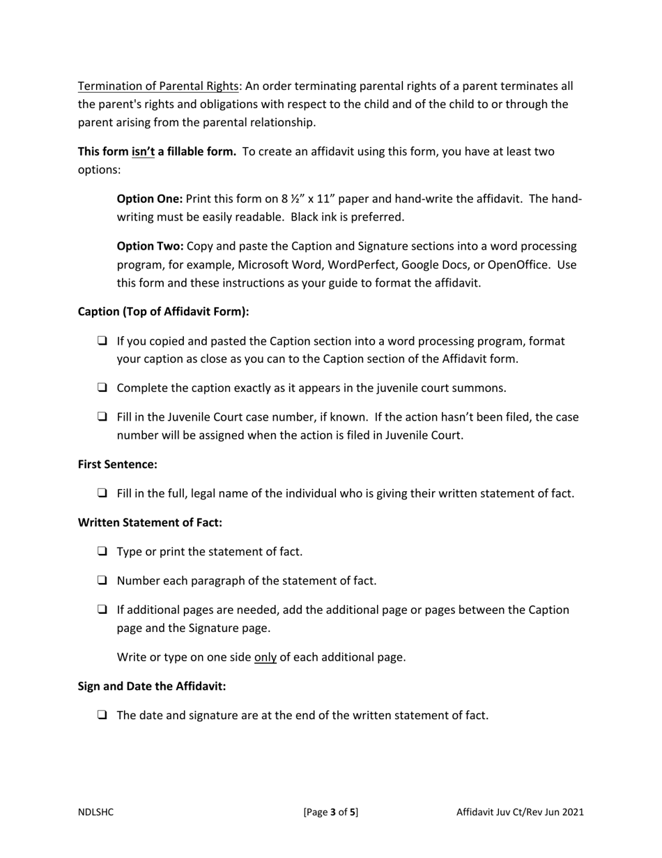 Affidavit - North Dakota, Page 5