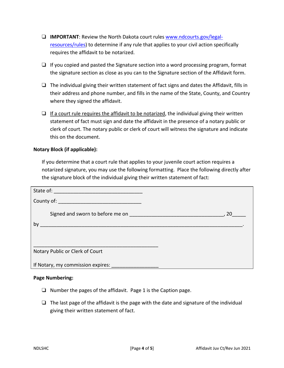 Affidavit - North Dakota, Page 6