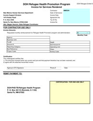 Document preview: Exhibit D Invoice for Services Rendered - Doh Refugee Health Promotion Program - New Mexico