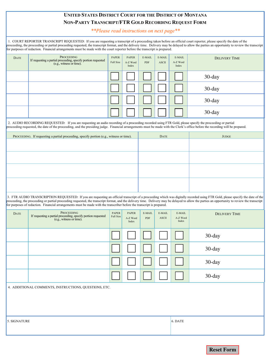 Non-party Request for Audio Recording / Transcript - Montana, Page 2