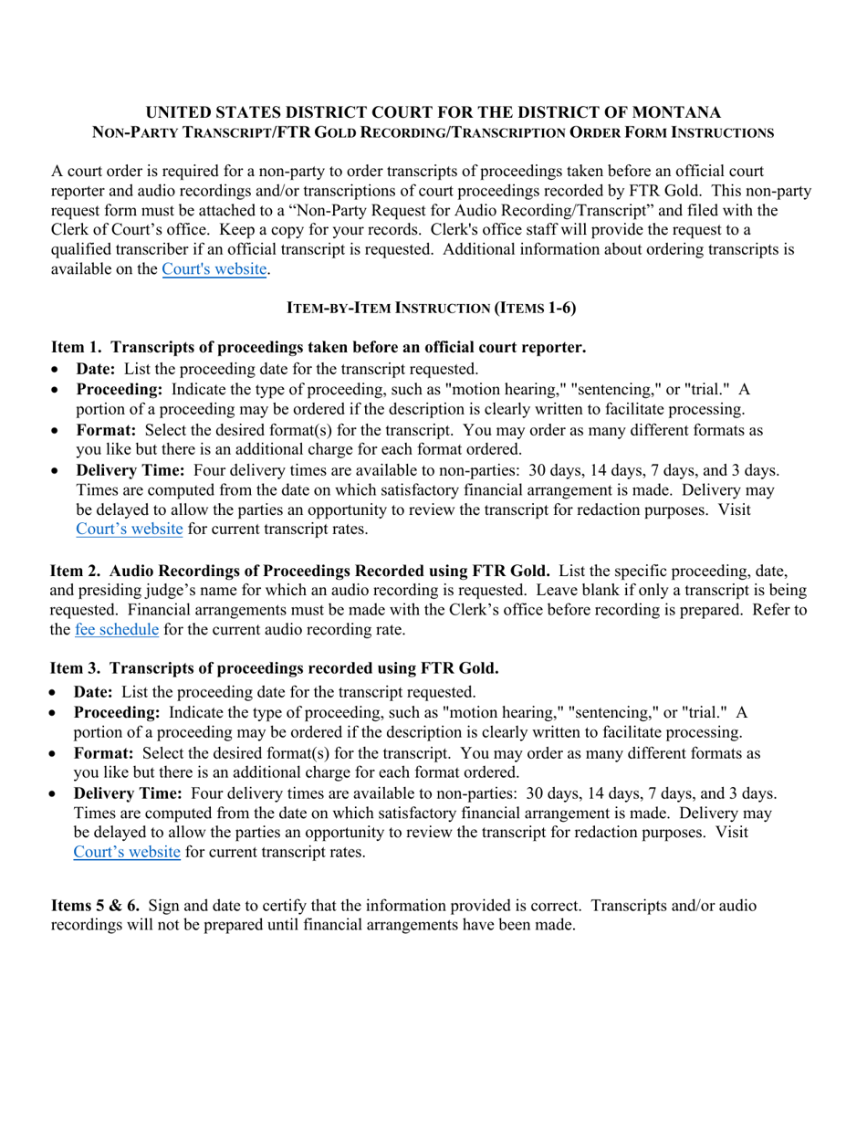 Non-party Request for Audio Recording / Transcript - Montana, Page 3