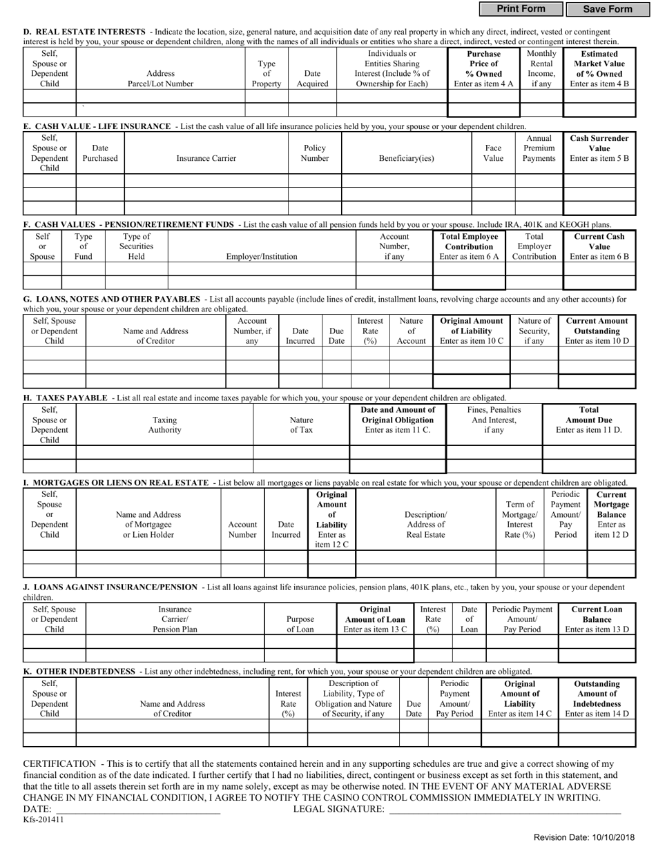 Casino Key Employee License Review Application - New Jersey, Page 4
