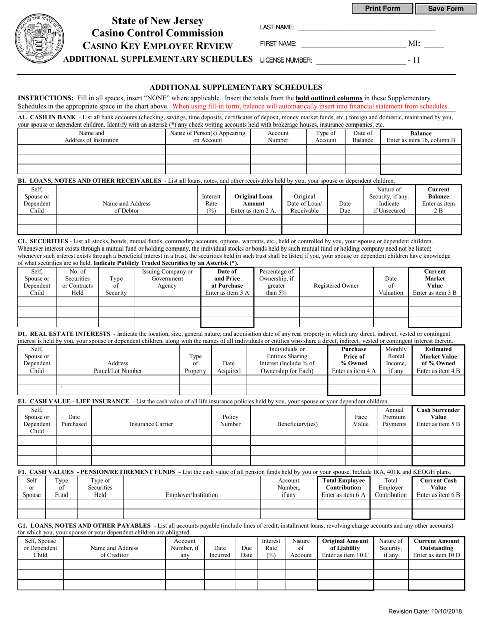 Casino Key Employee License Review Application - New Jersey, Page 6