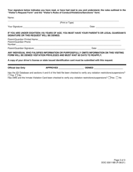Form OP-030118B Visitor&#039;s Request Form - Oklahoma, Page 3