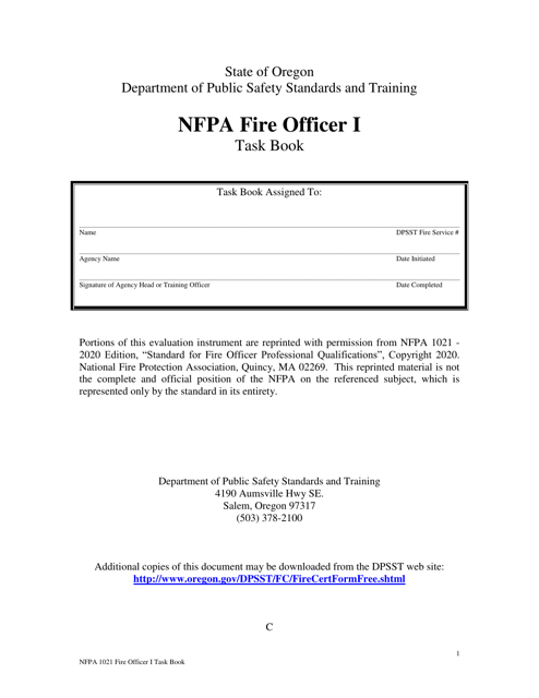 NFPA Fire Officer I Task Book - Oregon
