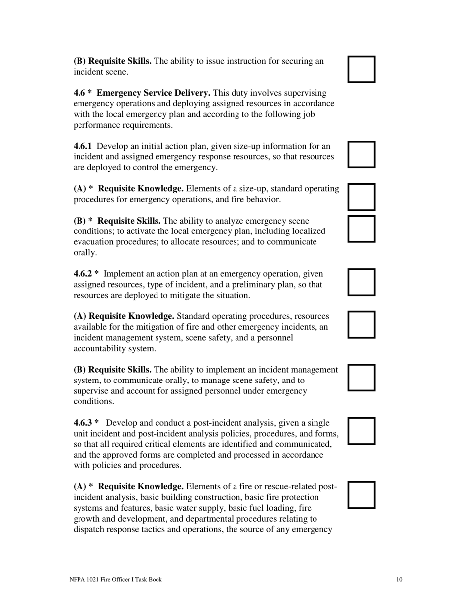 NFPA Fire Officer I Task Book - Oregon, Page 10