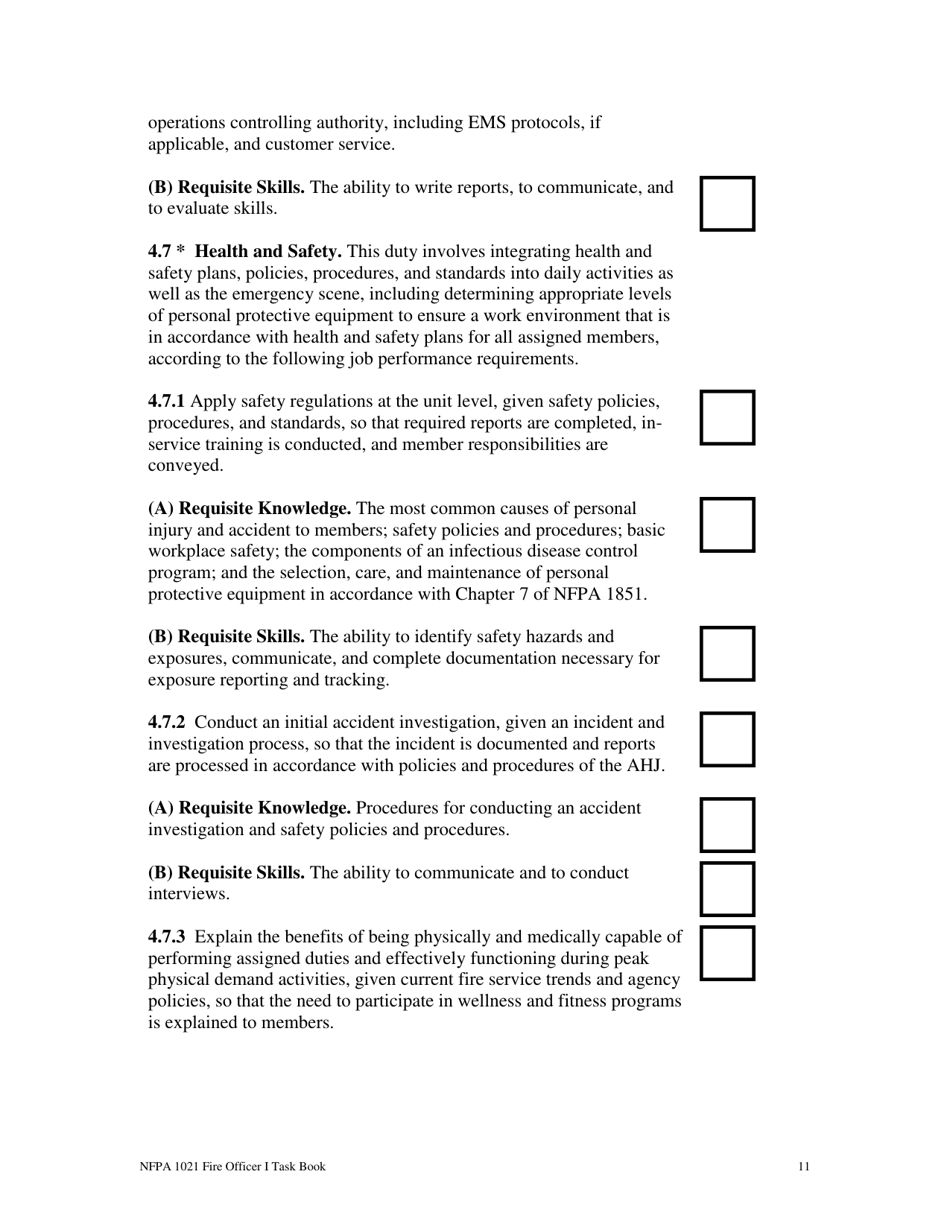 NFPA Fire Officer I Task Book - Oregon, Page 11
