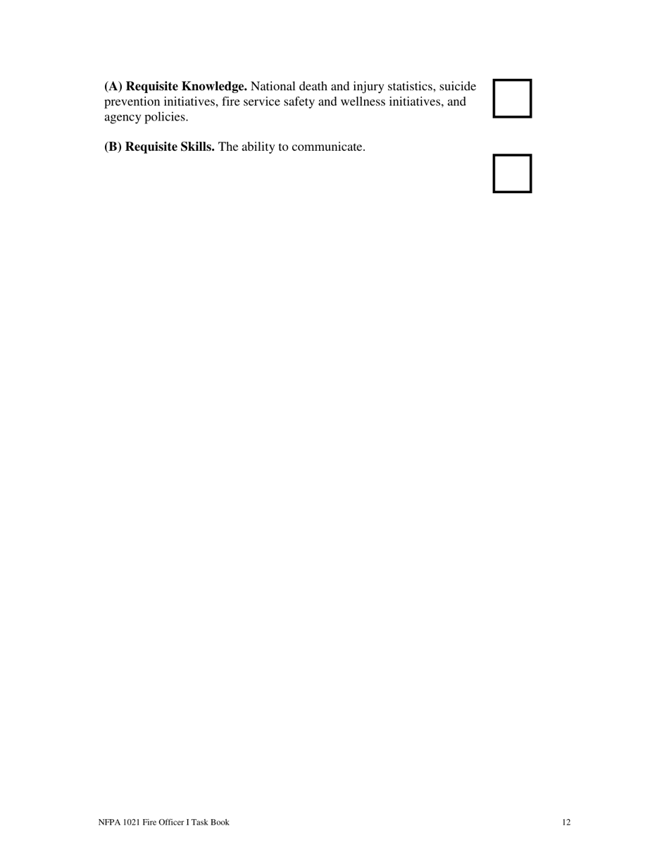 NFPA Fire Officer I Task Book - Oregon, Page 12