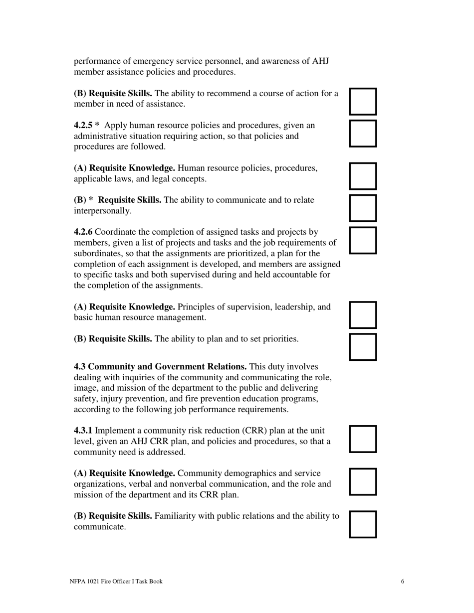 NFPA Fire Officer I Task Book - Oregon, Page 6