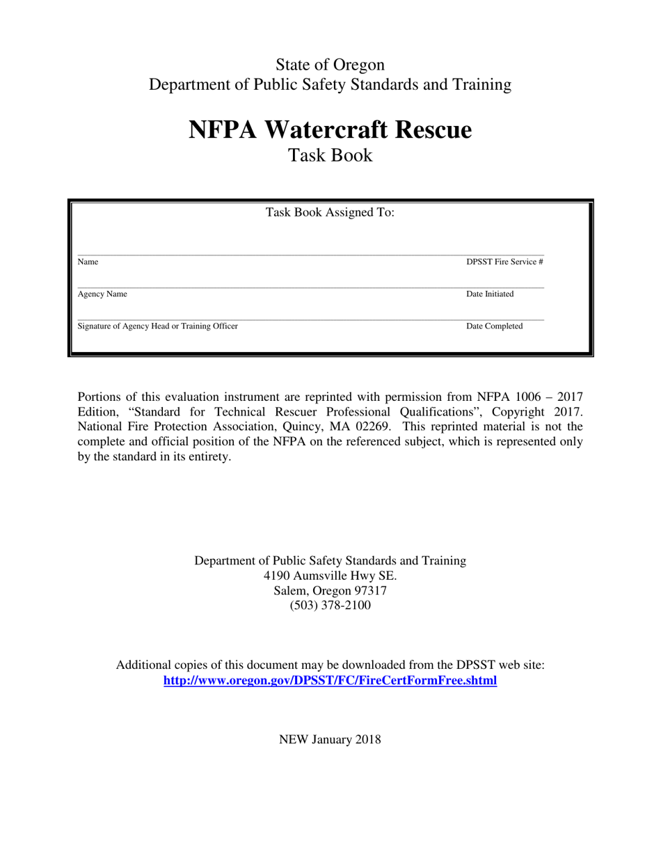 NFPA Watercraft Rescue Task Book - Oregon, Page 1