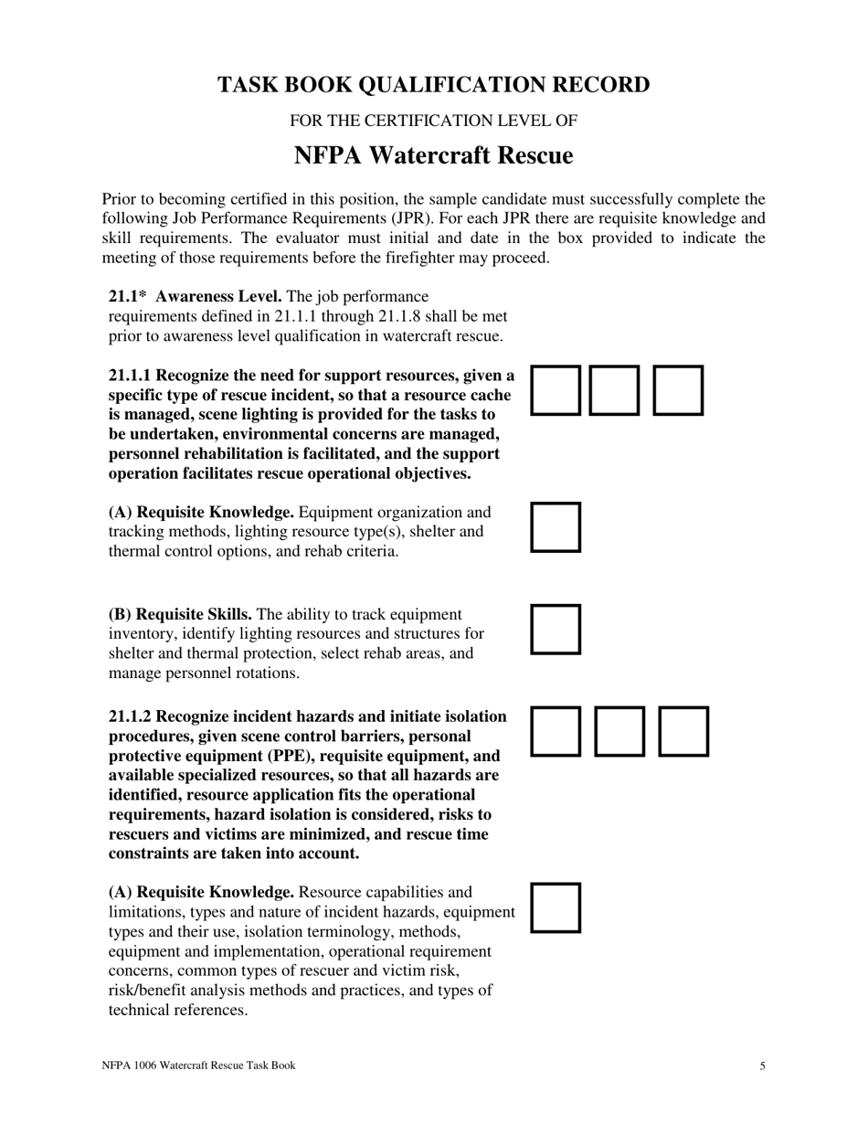 NFPA Watercraft Rescue Task Book - Oregon, Page 5