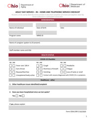 Form ODA1200 &quot;Adult Day Service - in-Home and Telephonic Service Checklist&quot; - Ohio
