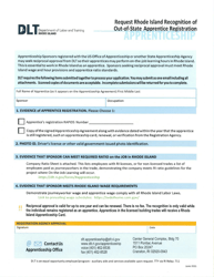 Document preview: Request Rhode Island Recognition of Out-of-State Apprentice Registration - Rhode Island