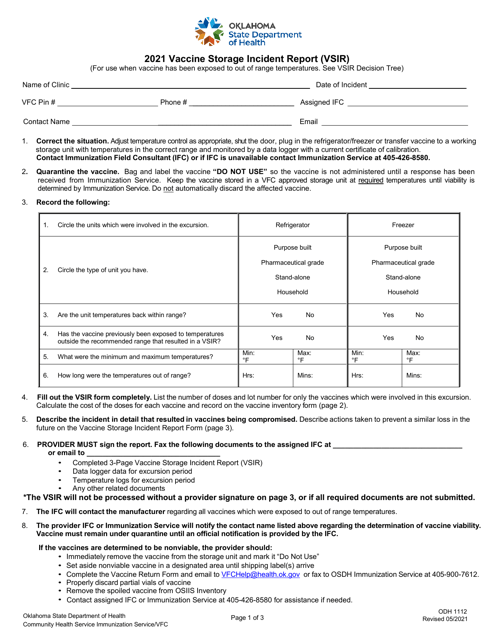OSDH Form 1112 2021 Printable Pdf