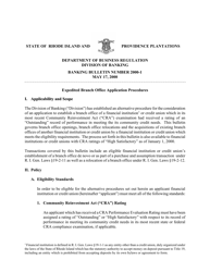 Expedited Application for Approval to Establish and Maintain a Branch Office for a Financial Insitution or Credit Union Under Banking Bulletin Number 2000-1 - Rhode Island, Page 5