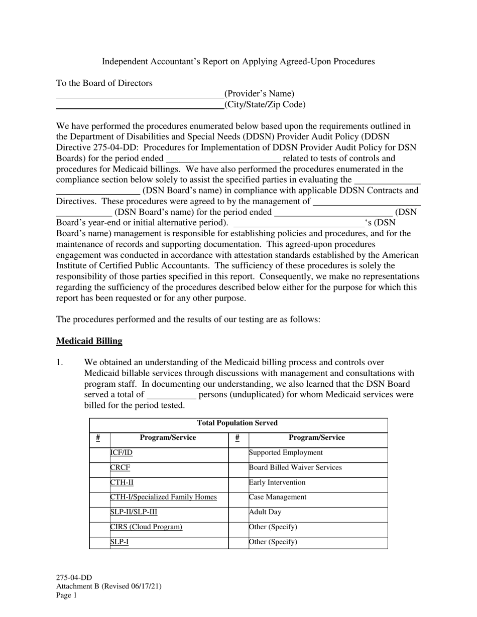 Attachment B Independent Accountants Report on Applying Agreed-Upon Procedures - South Carolina, Page 1