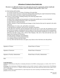 ODH Form 1413 Affirmation of Training for Long Term Care Aides - Oklahoma, Page 2
