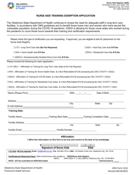 ODH Form 1412 &quot;Nurse Aide Training Exemption Application&quot; - Oklahoma