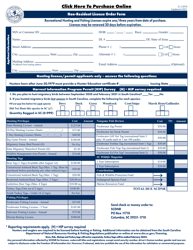 Form 21-12870 &quot;Non-resident License Order Form&quot; - South Carolina