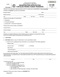 Form D-128 Registration Application for Electronic Funds Transfer - South Carolina