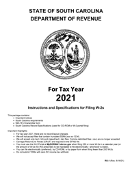 Form RS-1 &quot;Instructions and Specifications for Filing W-2s&quot; - South Carolina, 2021