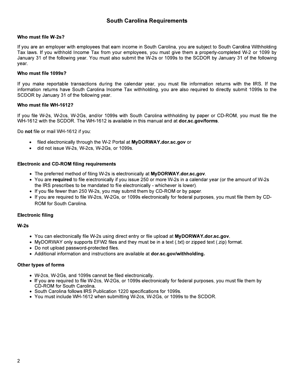 Form RS-1 Instructions and Specifications for Filing W-2s - South Carolina, Page 4