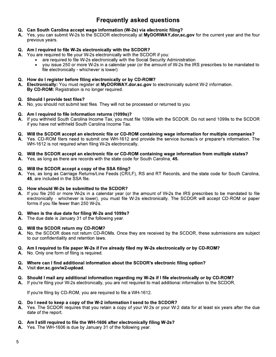 Form RS-1 Instructions and Specifications for Filing W-2s - South Carolina, Page 7