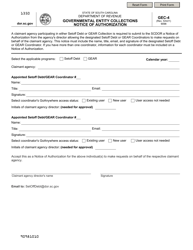 Form GEC-4 &quot;Governmental Entity Collections Notice of Authorization&quot; - South Carolina
