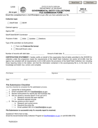 Form GEC-8 &quot;Governmental Entity Collections File Submission Form&quot; - South Carolina