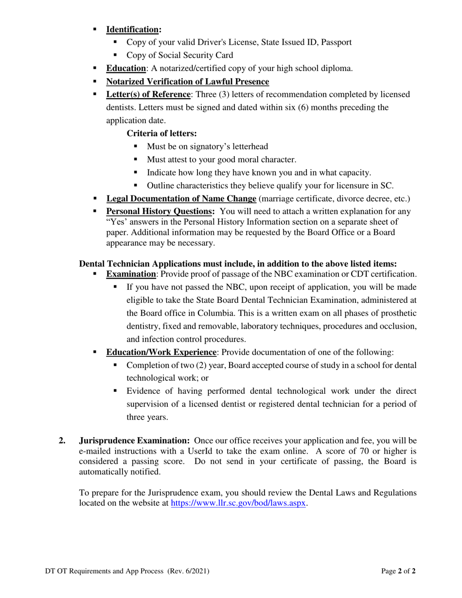 Dental / Orthodontic Technician Registration - South Carolina, Page 3