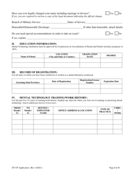 Application for Registration Dental Technician or Orthodontic Technician - South Carolina, Page 4