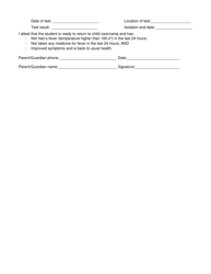 Sample Attestation Form for Return to Child Care or Camp - Rhode Island, Page 2